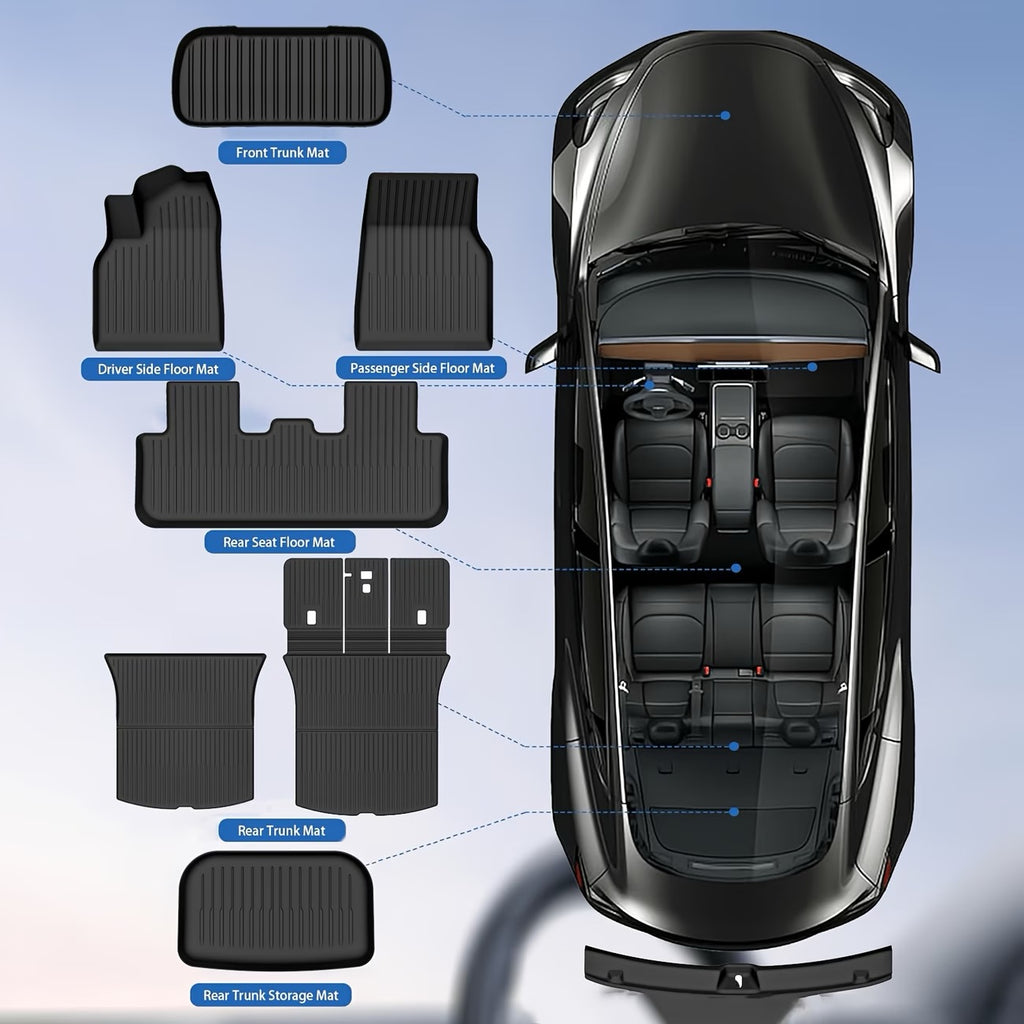 Gulvmatter til Tesla Model Y 2024–2026 (ikke Standard) – komplett svart sett
