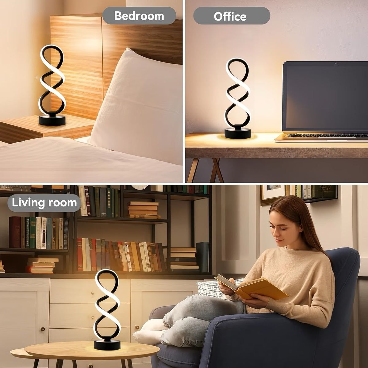 LED-skrivebordslampe med 3 lysfarger – for kontor og hjemmebruk
