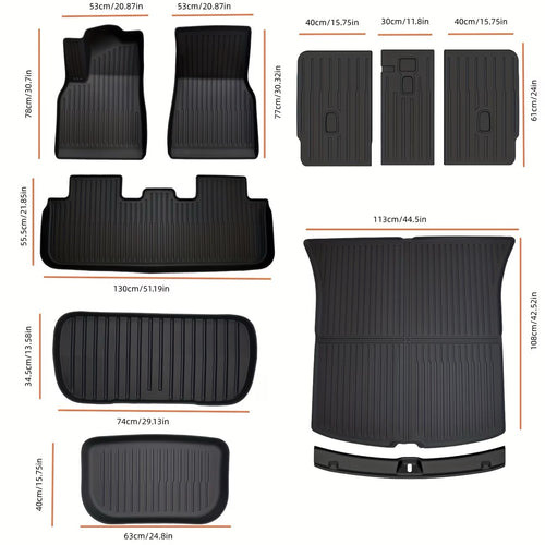 Gulvmatter til Tesla Model Y Juniper 2025/2026 – 10-delers komplett sett