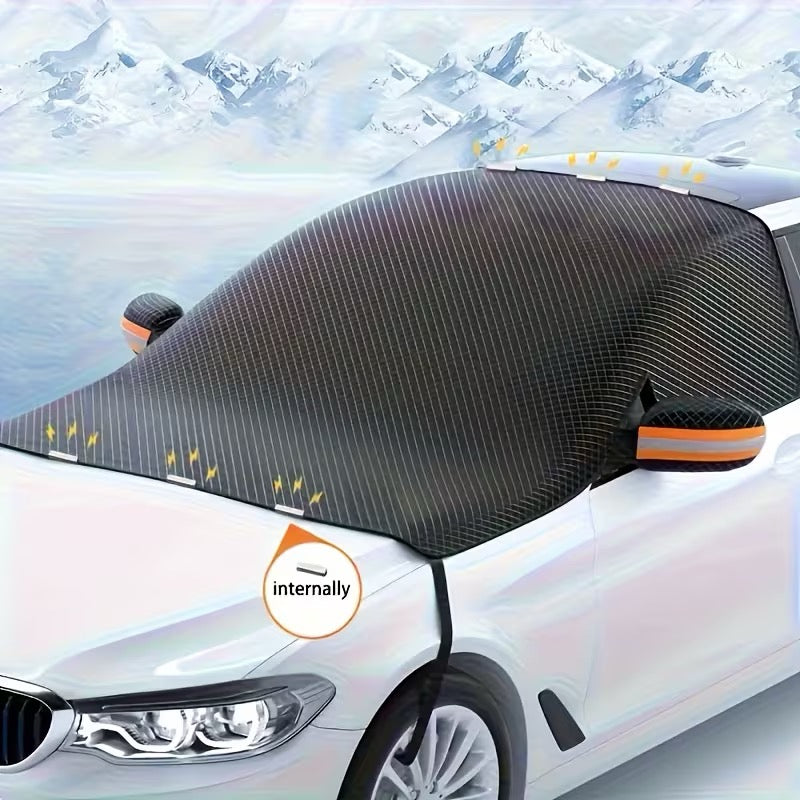 Magnetisk frontrutedeksel – tykt Oxford-stoff, beskytter mot snø, frost og sol