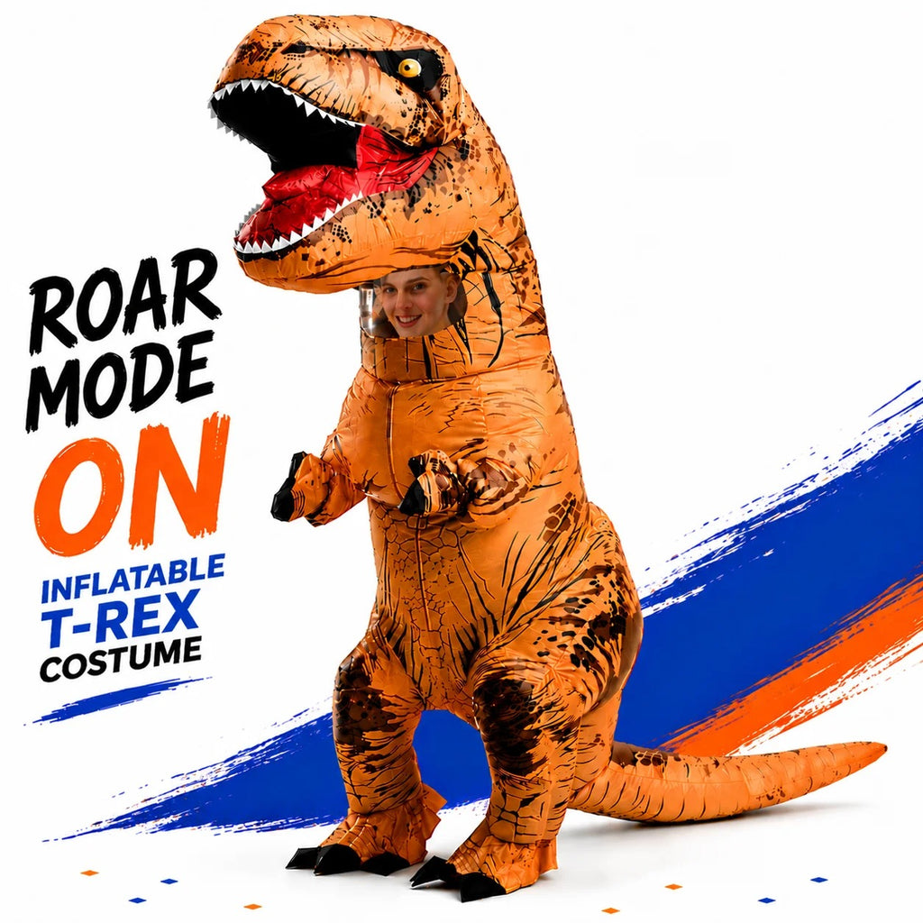 Oppblåsbar T-Rex dinosaurkostyme for voksne – Halloween, cosplay og fest