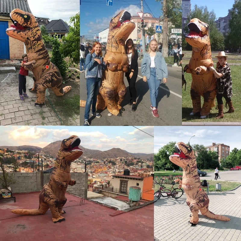 Oppblåsbar T-Rex dinosaurkostyme for voksne – Halloween, cosplay og fest